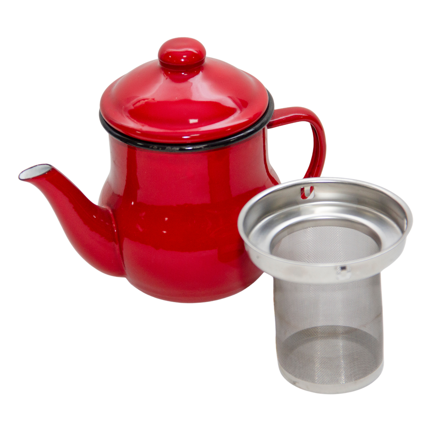 Tetera de té enlozada Roja