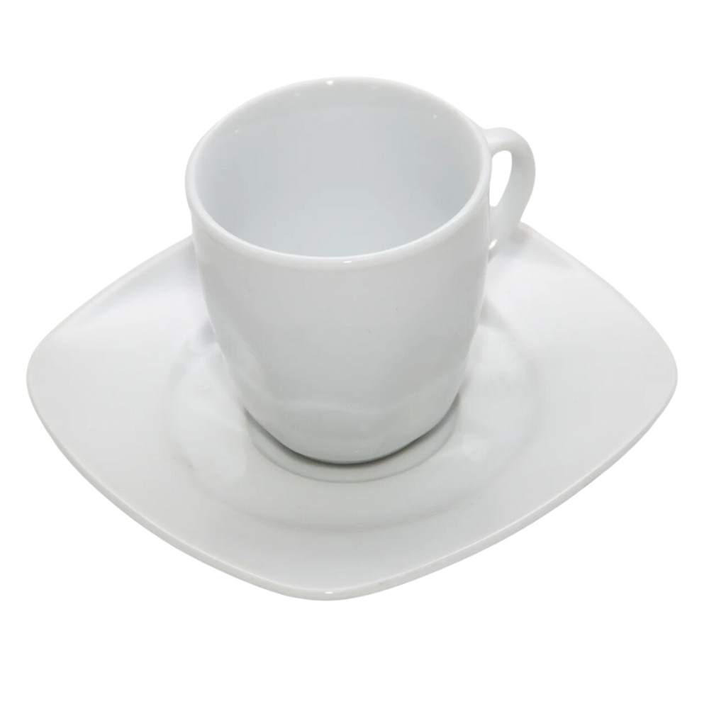 Taza de café cuadrada con platillo