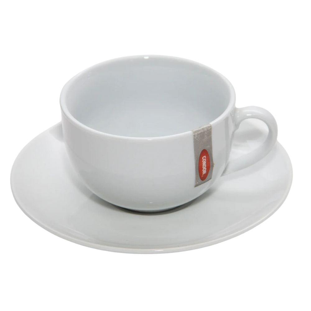 Taza de café redonda con platillo