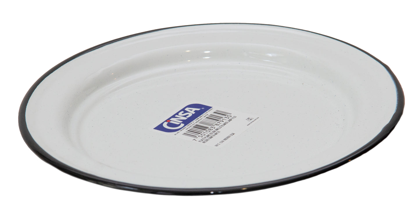Plato enlozado blanco Rustik