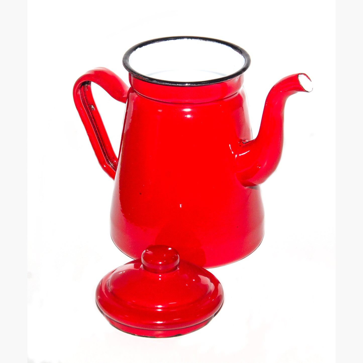 Cafetera enlozada roja