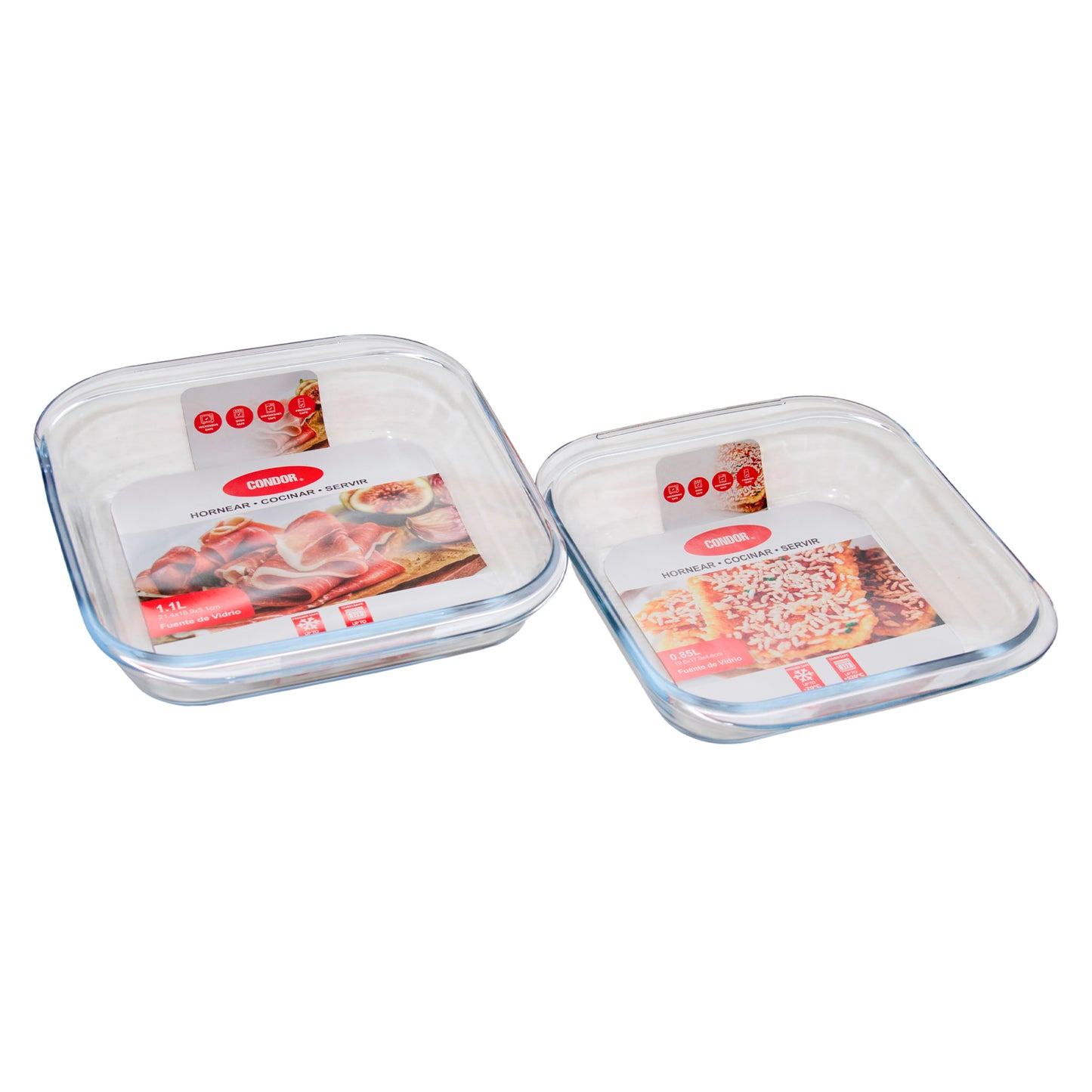 Set asaderas cuadradas de vidrio