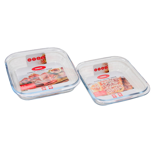 Set asaderas cuadradas de vidrio