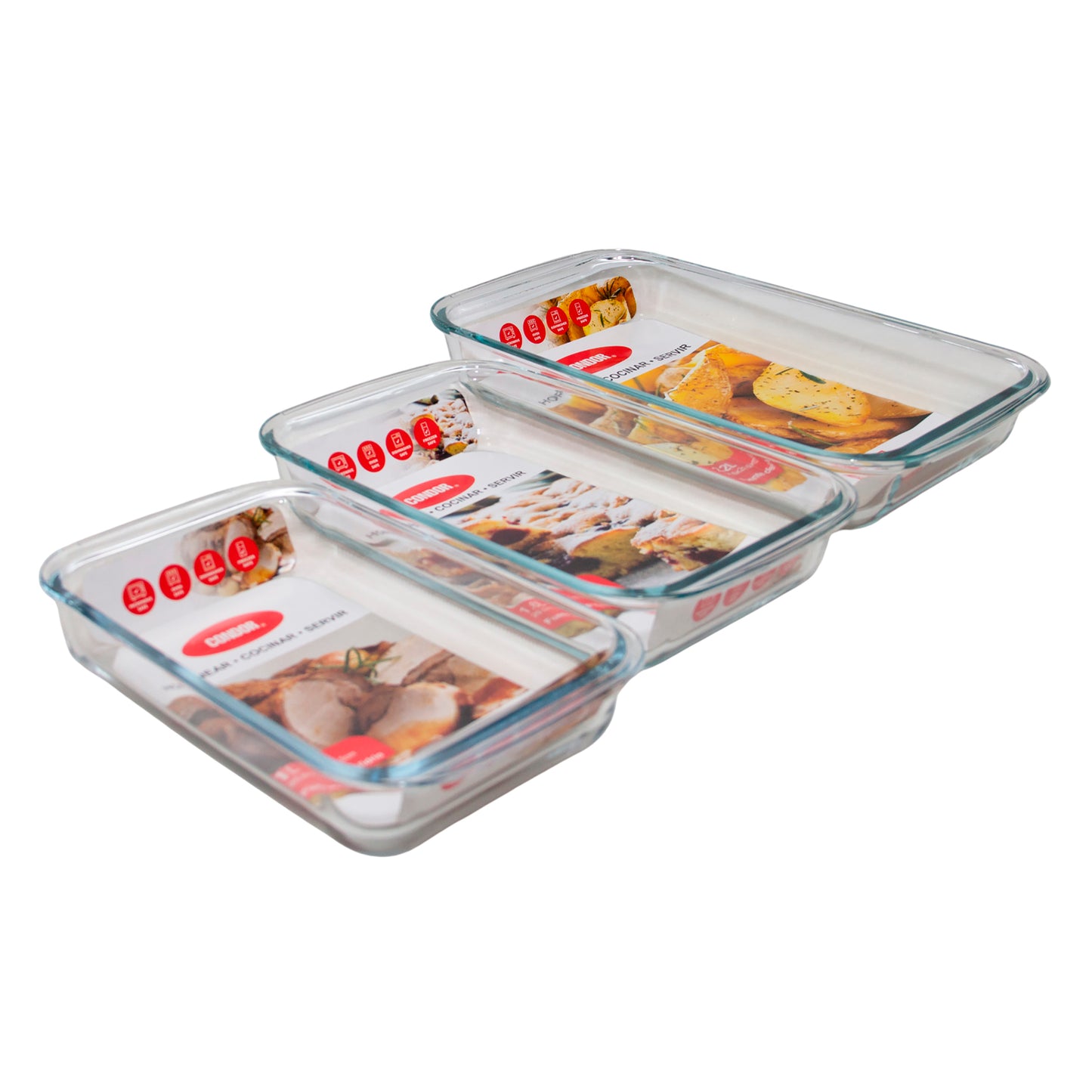 Set asaderas rectangulares de vidrio